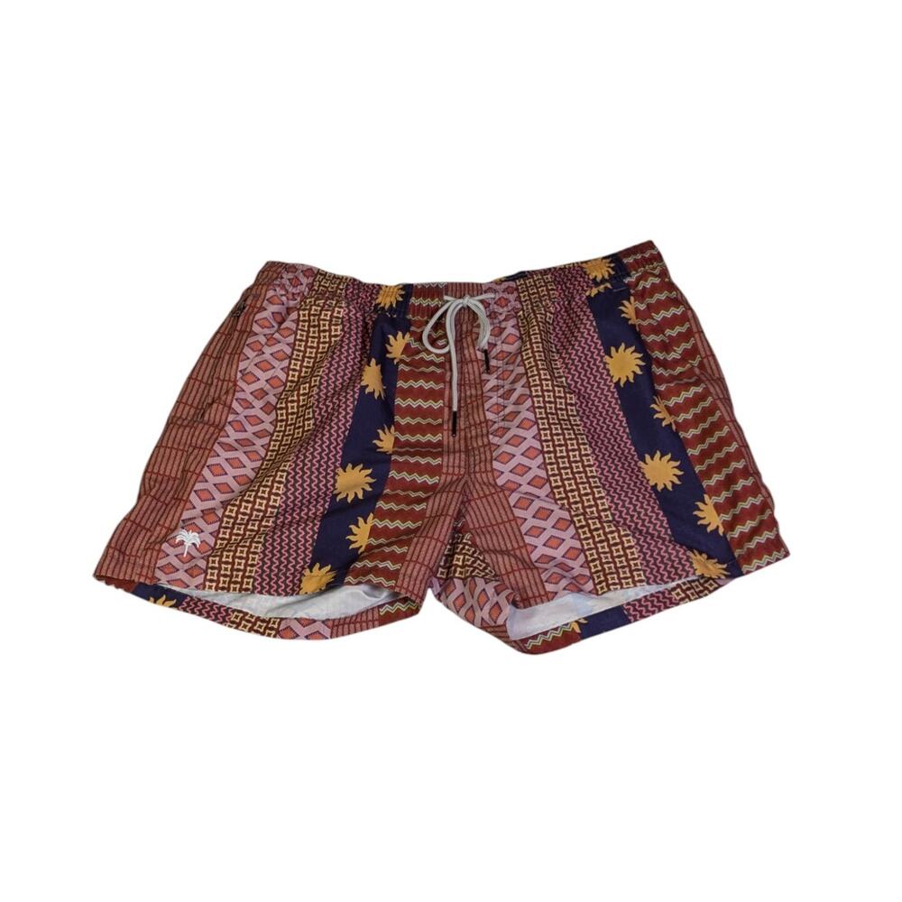 OAS XXL Patchwork Swim Trunks Geometric Resort Beach Vacation Shorts